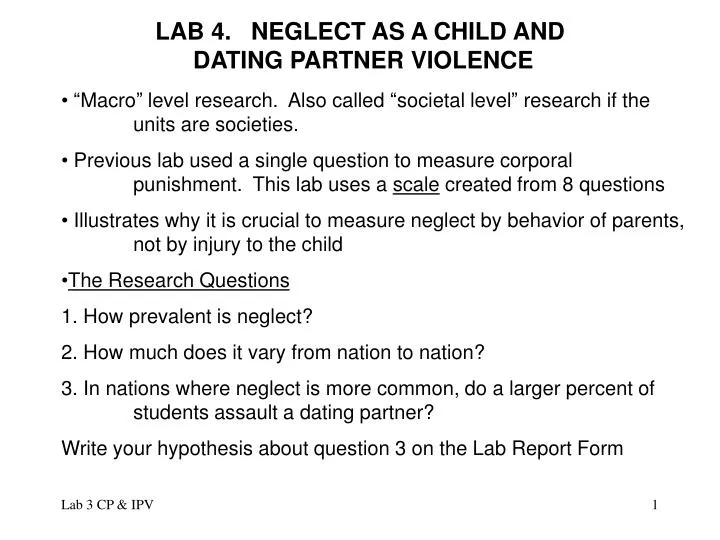 lab 4 neglect as a child and dating partner violence