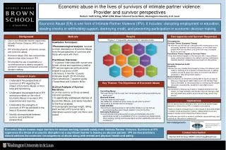 Economic abuse in the lives of survivors of intimate partner violence: