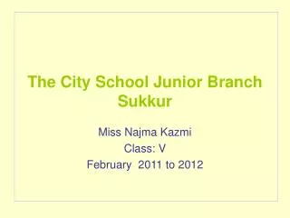 The City School Junior Branch Sukkur
