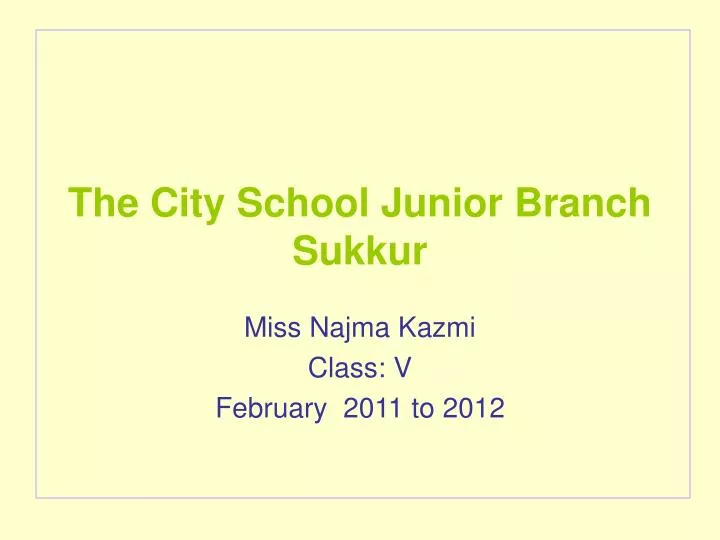 the city school junior branch sukkur