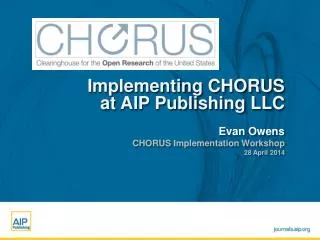 Implementing CHORUS at AIP Publishing LLC