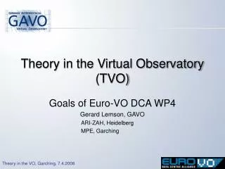Theory in the Virtual Observatory (TVO)