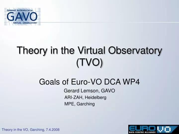 theory in the virtual observatory tvo