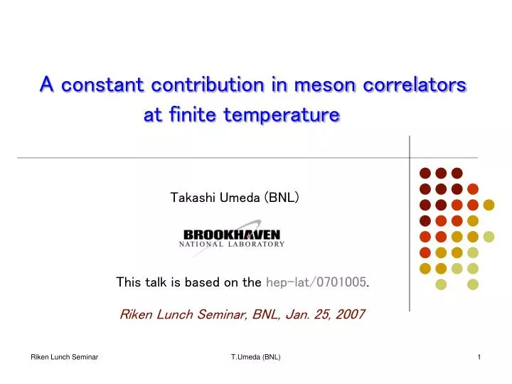 a constant contribution in meson correlators at finite temperature