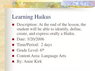 Learning Haikus