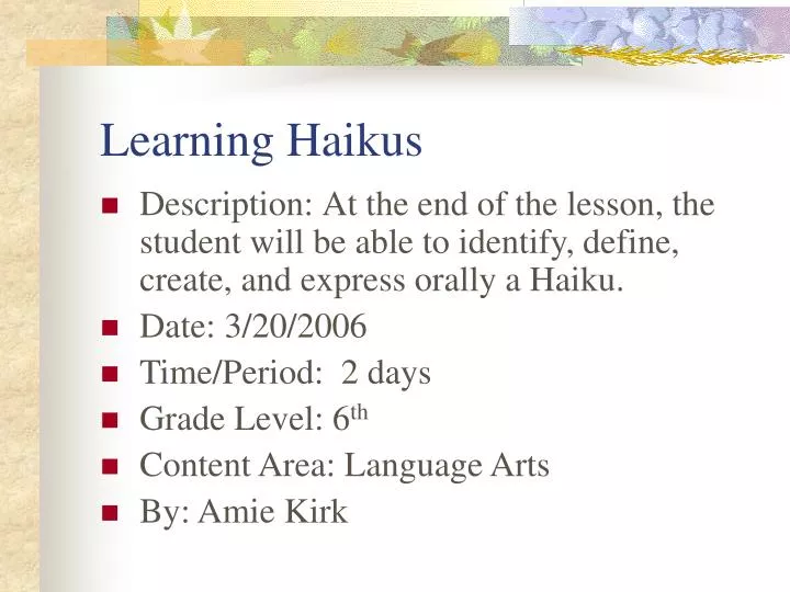 learning haikus