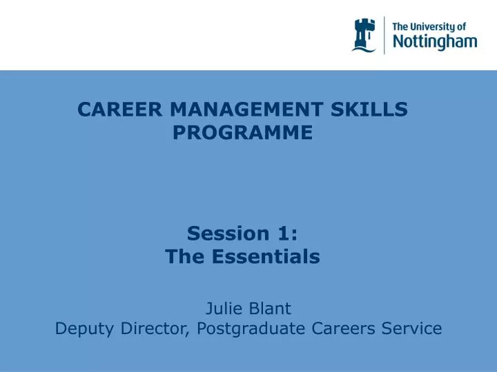 career management skills programme session 1 the essentials