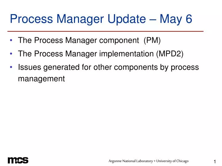 process manager update may 6