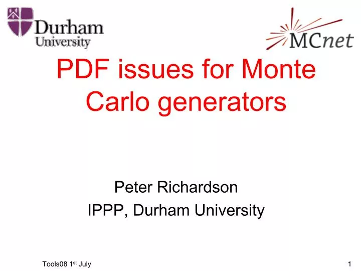 pdf issues for monte carlo generators