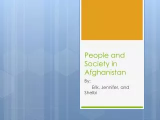 People and Society in Afghanistan