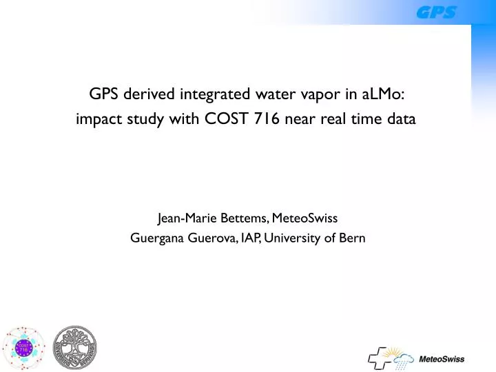 gps derived integrated water vapor in almo impact study with cost 716 near real time data