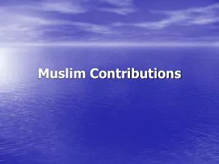 Muslim Contributions