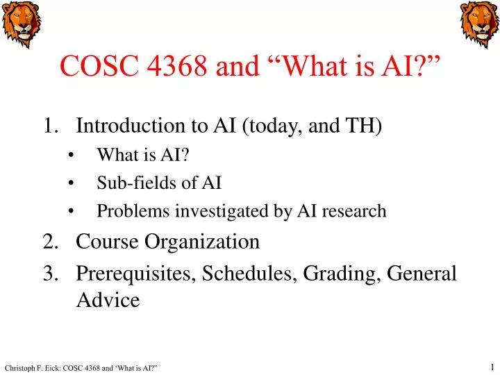cosc 4368 and what is ai