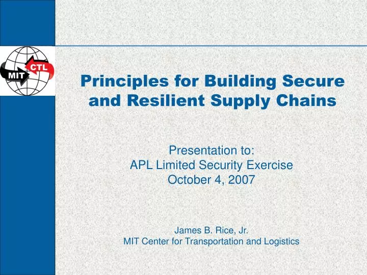 principles for building secure and resilient supply chains