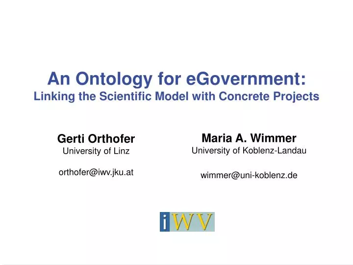 an ontology for egovernment linking the scientific model with concrete projects