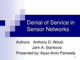 Denial of Service in Sensor Networks