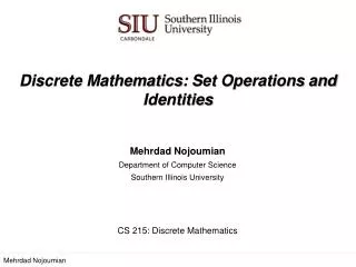 Discrete Mathematics: Set Operations and Identities