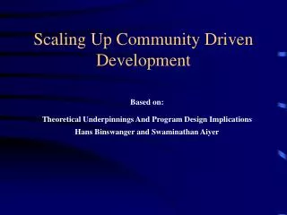 Scaling Up Community Driven Development