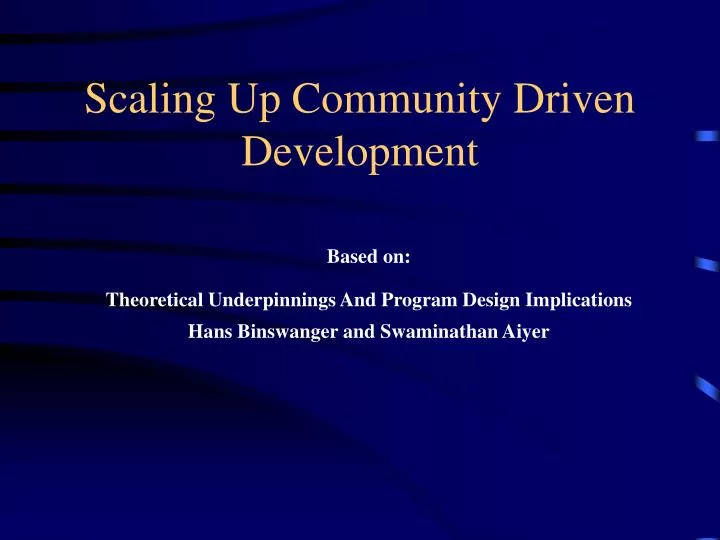 scaling up community driven development