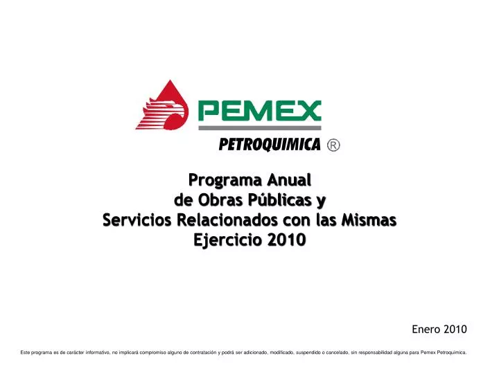 programa anual de obras p blicas y servicios relacionados con las mismas ejercicio 2010