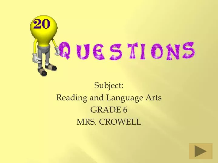 subject reading and language arts grade 6 mrs crowell