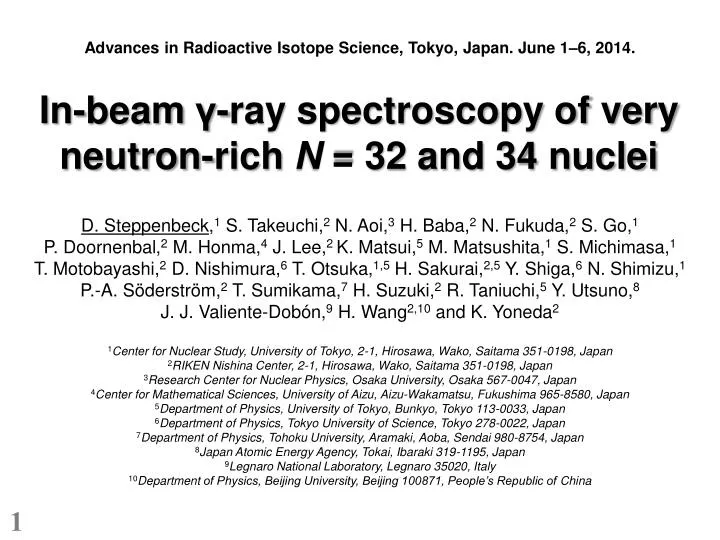 in beam ray spectroscopy of very neutron rich n 32 and 34 nuclei