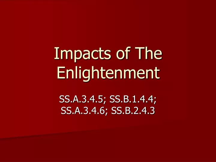 impacts of the enlightenment