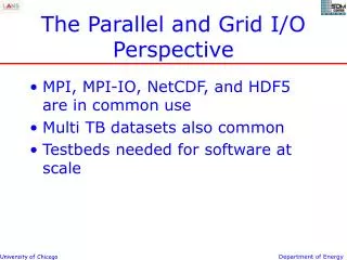 The Parallel and Grid I/O Perspective