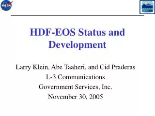 HDF-EOS Status and Development