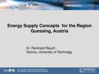 Energy Supply Concepts for the Region Guessing, Austria