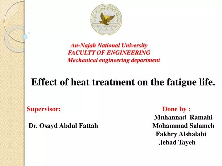 an najah national university faculty of engineering mechanical engineering department