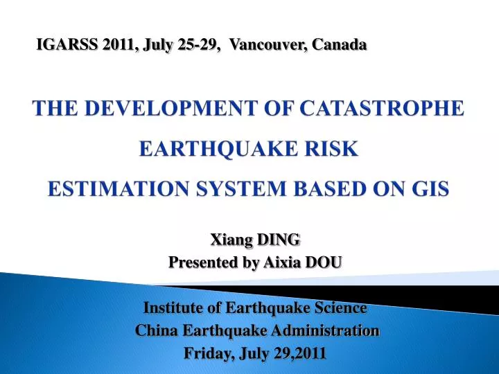 the development of catastrophe earthquake risk estimation system based on gis