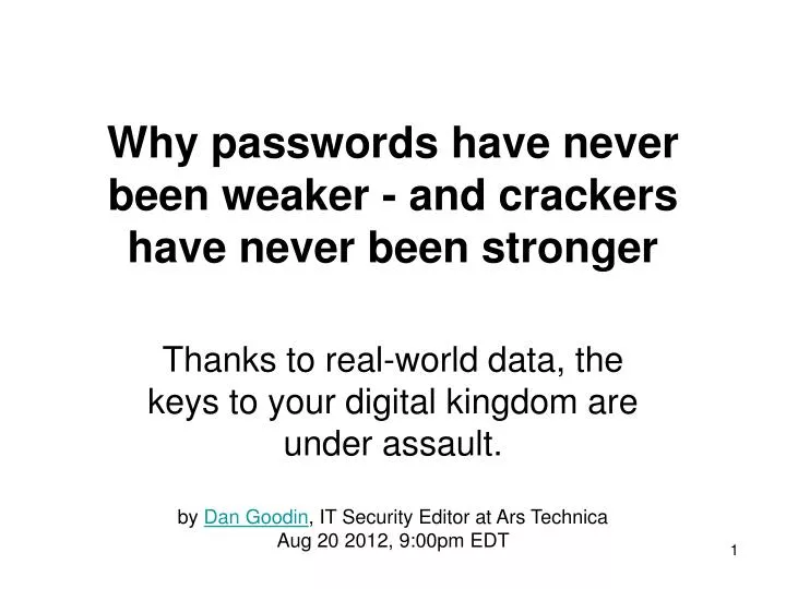 why passwords have never been weaker and crackers have never been stronger