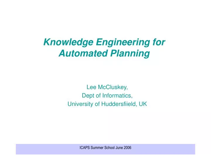 knowledge engineering for automated planning