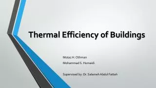Thermal Efficiency of Buildings