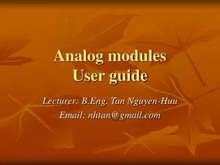 analog modules user guide