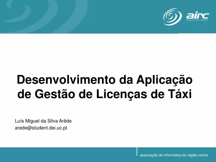 desenvolvimento da aplica o de gest o de licen as de t xi