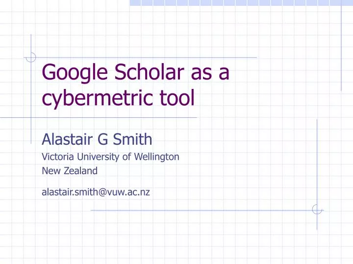 google scholar as a cybermetric tool