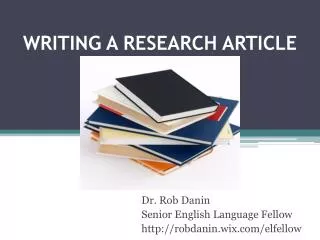 WRITING A RESEARCH ARTICLE