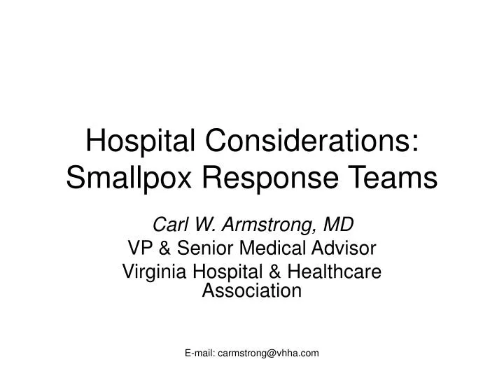 hospital considerations smallpox response teams