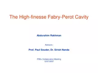 The High-finesse Fabry-Perot Cavity