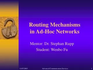 routing mechanisms in ad hoc networks