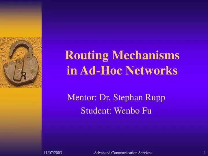 routing mechanisms in ad hoc networks