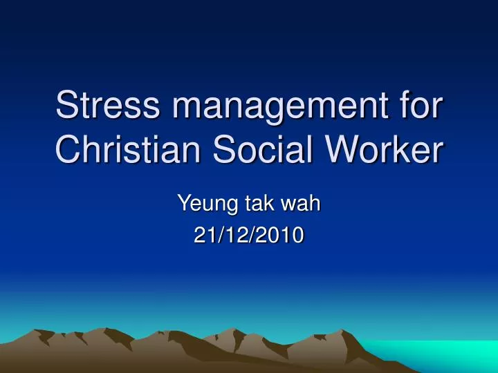 stress management for christian social worker