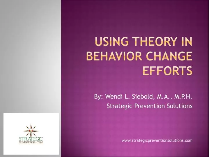using theory in behavior change efforts