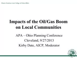 Impacts of the Oil/Gas Boom on Local Communities