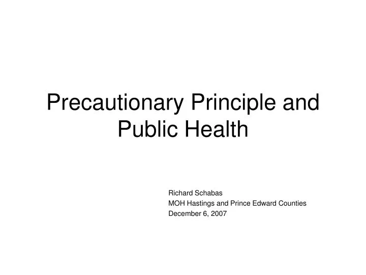 precautionary principle and public health