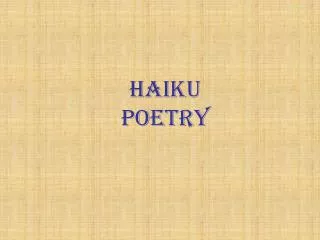 Haiku Poetry