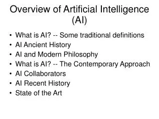 Overview of Artificial Intelligence (AI)