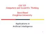 Applications in Artificial Intelligence - slide 1